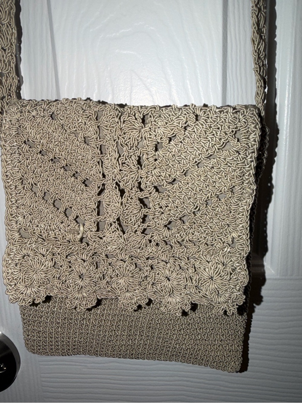 The Sak vintage small crochet beige/taupe crossbody bag Y2k rare